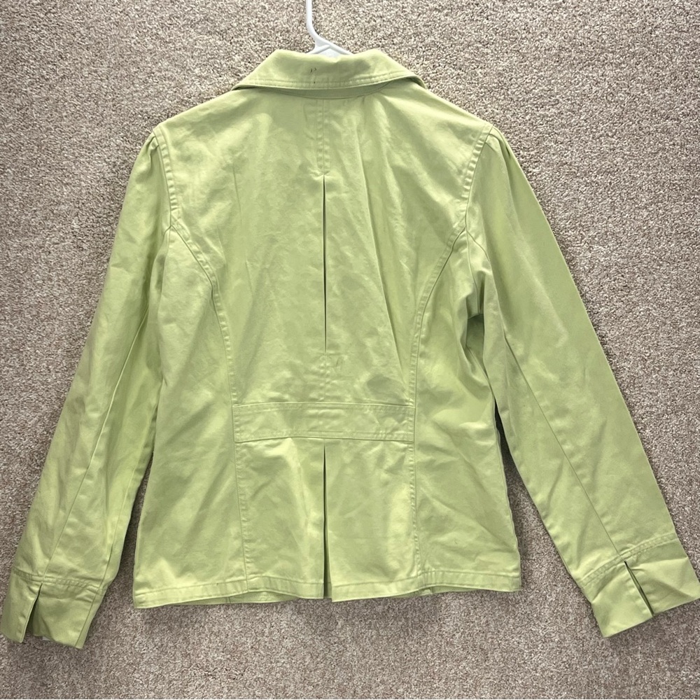 90s Y2K jacket 100% cotton lime green button down notch spring summer NWT flawed - Picture 11 of 16